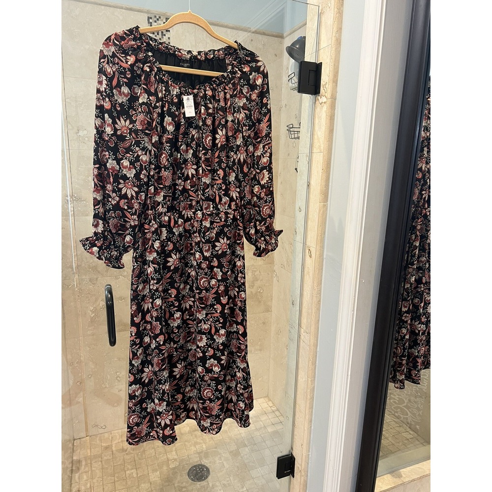 NWT Talbots Peasant Maxi Dress Red Wine   S Petite Small Ps Flutter Asian